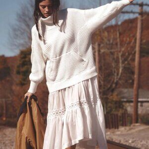 Daily Practice Anthropologie Chunky Oversized Twofer Turtleneck Sweater Dress 2X